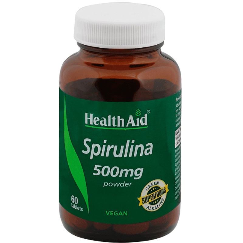 HEALTH AID Spirulina 500mg Συμπλήρωμα Διατροφής με Σπιρουλίνα για Τόνωση & Ενέργεια του Οργανισμού 60 ταμπλέτες